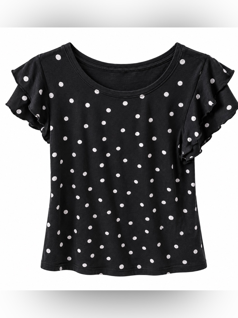 Maurices Black White Polka Dot Flutter Sleeve Blouse Top M